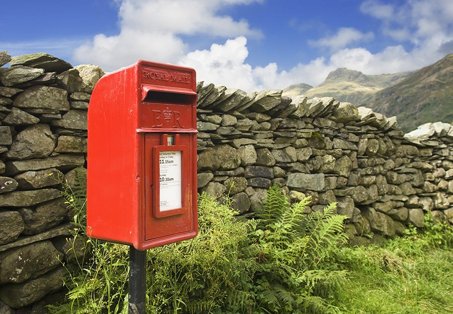Langdale Valley The Lake District Cumbria England UK EuropeRed Mailbox in English Lake District